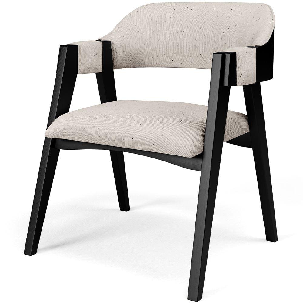 Cadeira Para Sala de Jantar Estar Living Estofada Suran L02 Preto Linho Cru - Lyam Decor