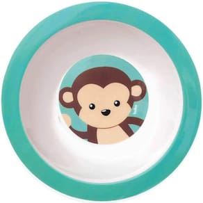 Tigela para Bebê Animal Fun Buba Macaquinho 16,5cm Bowl Infantil Fundo Redondo