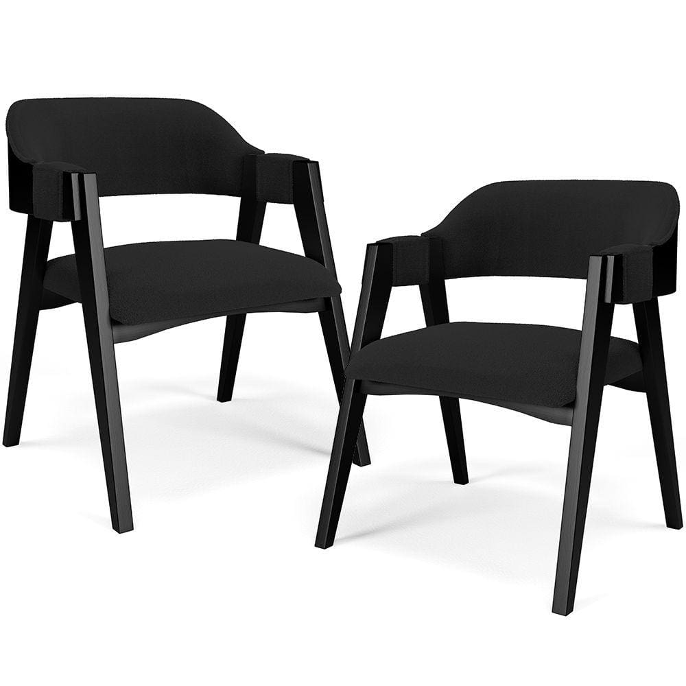 Kit 2 Cadeiras Sala de Jantar Estar Living Estofada Suran L02 Preto Bouclê Preto - Lyam Decor