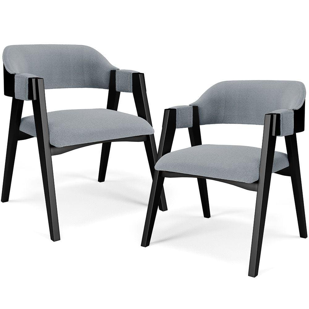 Kit 2 Cadeiras Sala de Jantar Estar Living Estofada Suran L02 Preto Bouclê Cinza - Lyam Decor