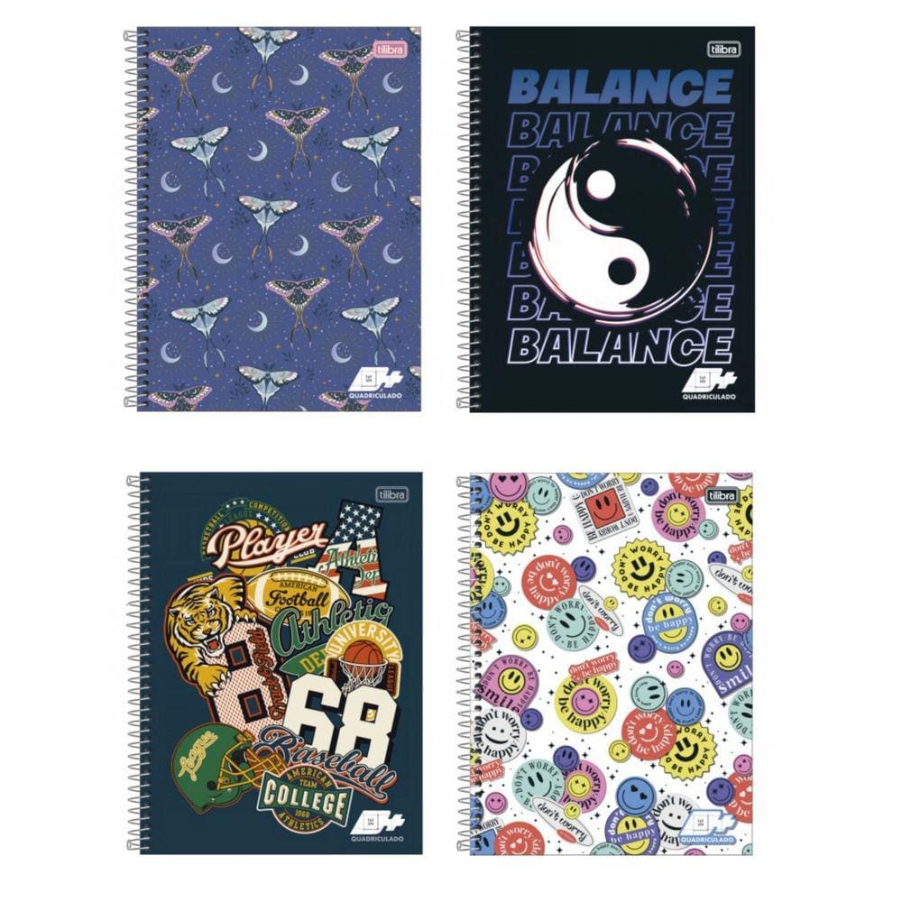 Caderno Quadriculado 1x1 Universitário D+ 96 Folhas Tilibra