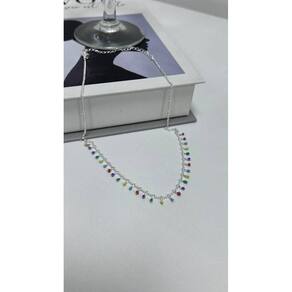 Choker Mini Cristais Pedrinhas Coloridos Prata Rayie Acess