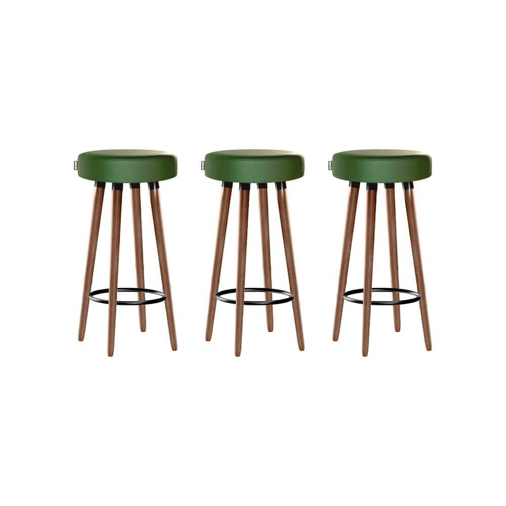 Kit 3 Banquetas Moderna Alta Roma Slim Verde 70cm