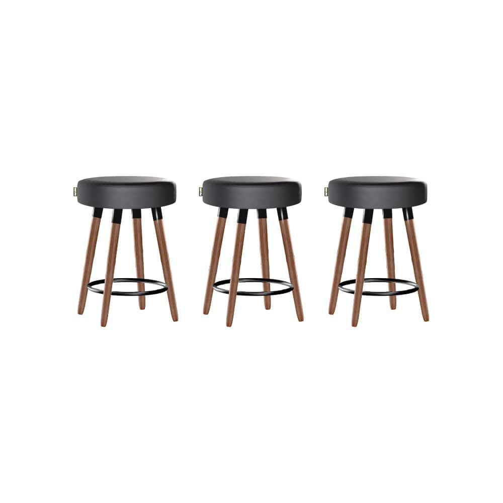 Kit 3 Bancos Moderno Pé Palito Roma Slim Asfalto 50cm