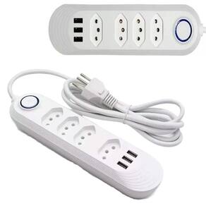 Filtro De Linha Com 4 Tomadas E 3 Usb Retardador De Chama