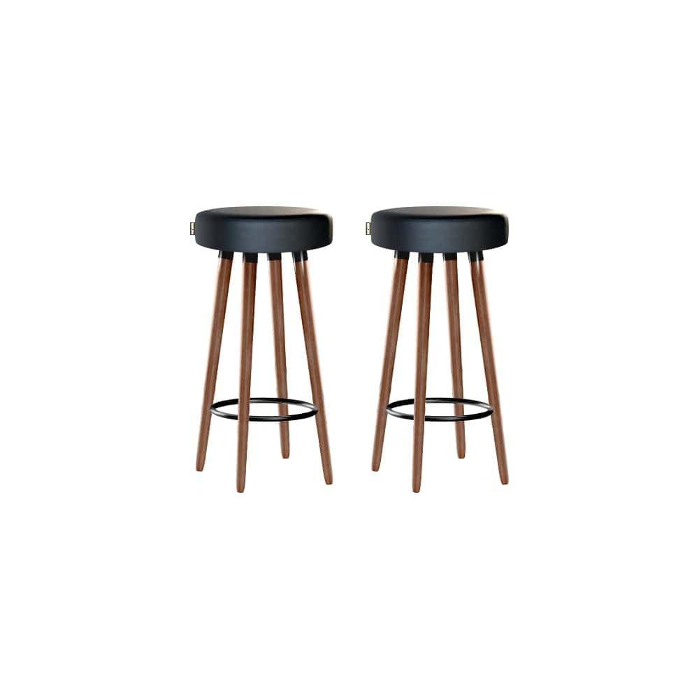 Kit 2 Banquetas Moderna Alta Roma Slim Preto 70cm