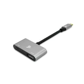 Cabo Usb-C Para Hdmi Femea + Usb-C Pd 7Cm 5+ Cinza Atc-03