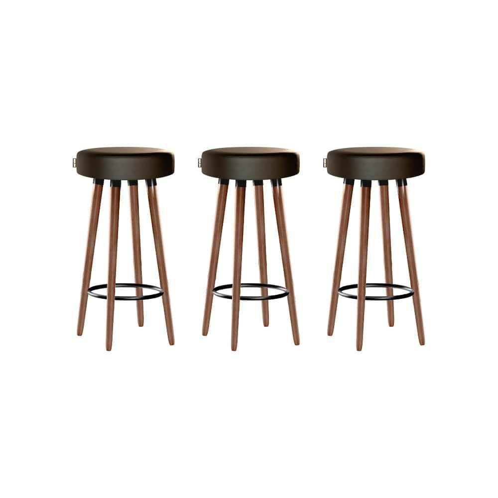 Kit 3 Banquetas Moderna Alta Roma Slim Marrom Escuro 70cm