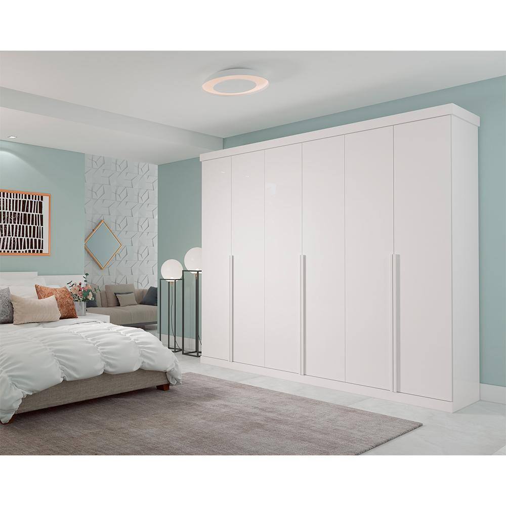Guarda Roupa Casal em MDF 6 Portas Guarapari Panan Móveis Branco