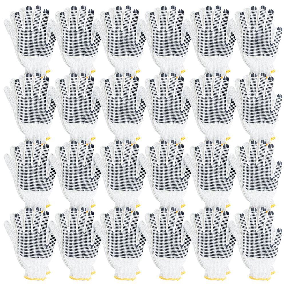 Kit 24 Pares Luva Pano Tricotada Malha Pigmentada Branca EPI