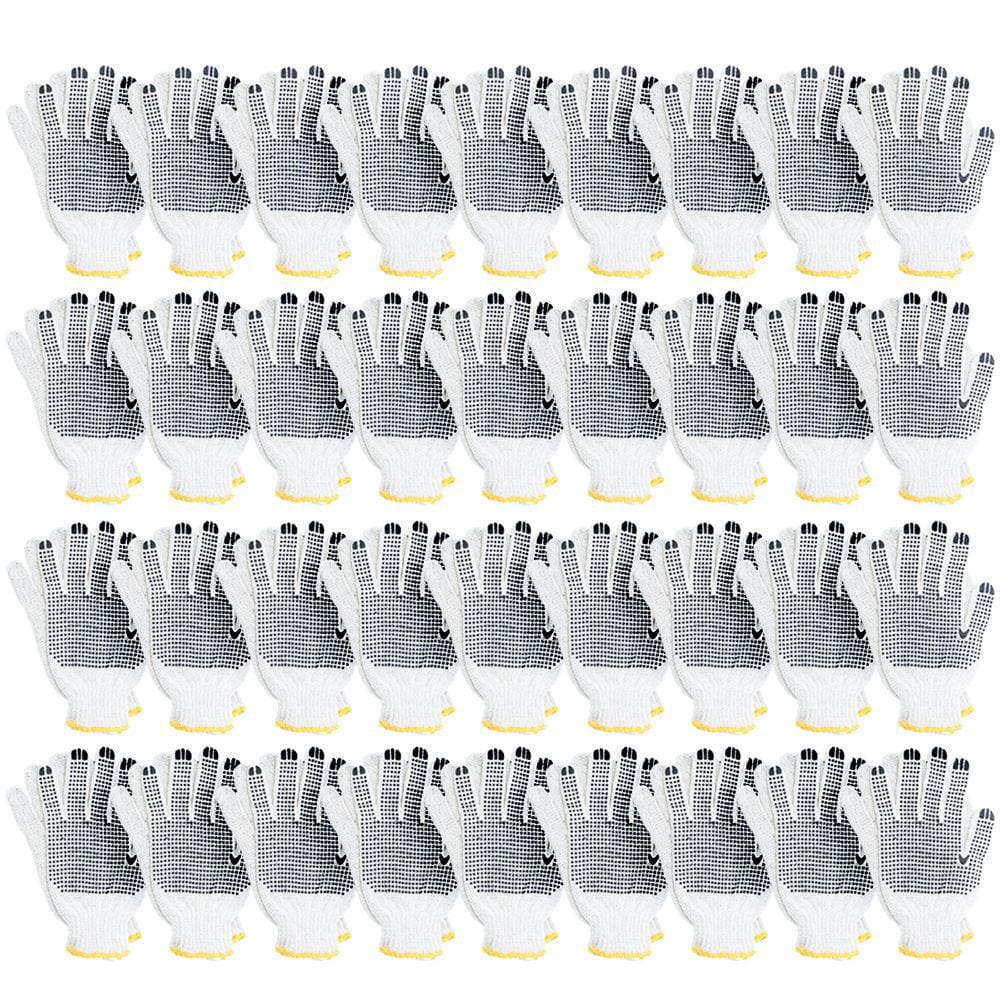 Kit 36 Pares Luva Pano Tricotada Malha Pigmentada Branca EPI