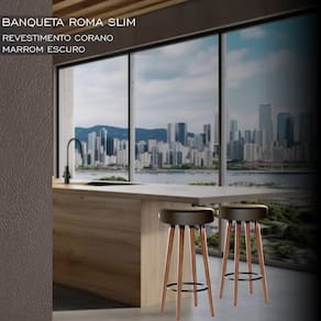 Banco Banqueta Roma Slim Redonda Alta 70cm Marrom