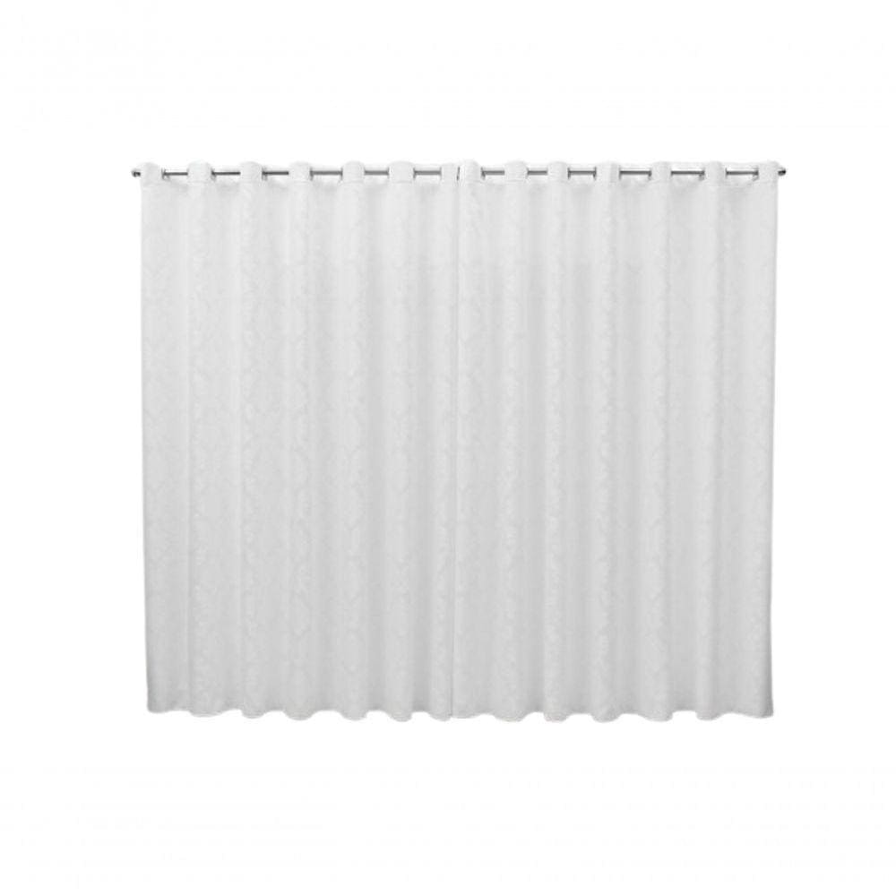 Cortina 6,00x2,50 Sala Quarto Cozinha Varão Tecido Jacquard Cor:branco