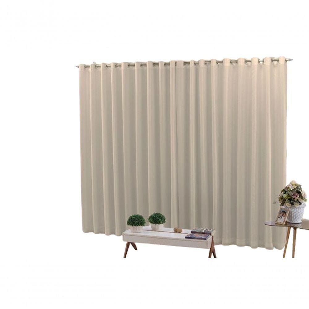 Cortina 6,00x2,60 Sala Quarto Cozinha Voil Forro Blackout Cor:bege