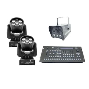 Kit 2 Mini Moving + Máquina De Fumaça 600W + Mesa Pilot