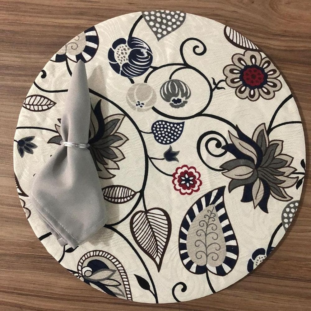 Jogo De Sousplat De Tecido 6 Lugares Completos Cinza