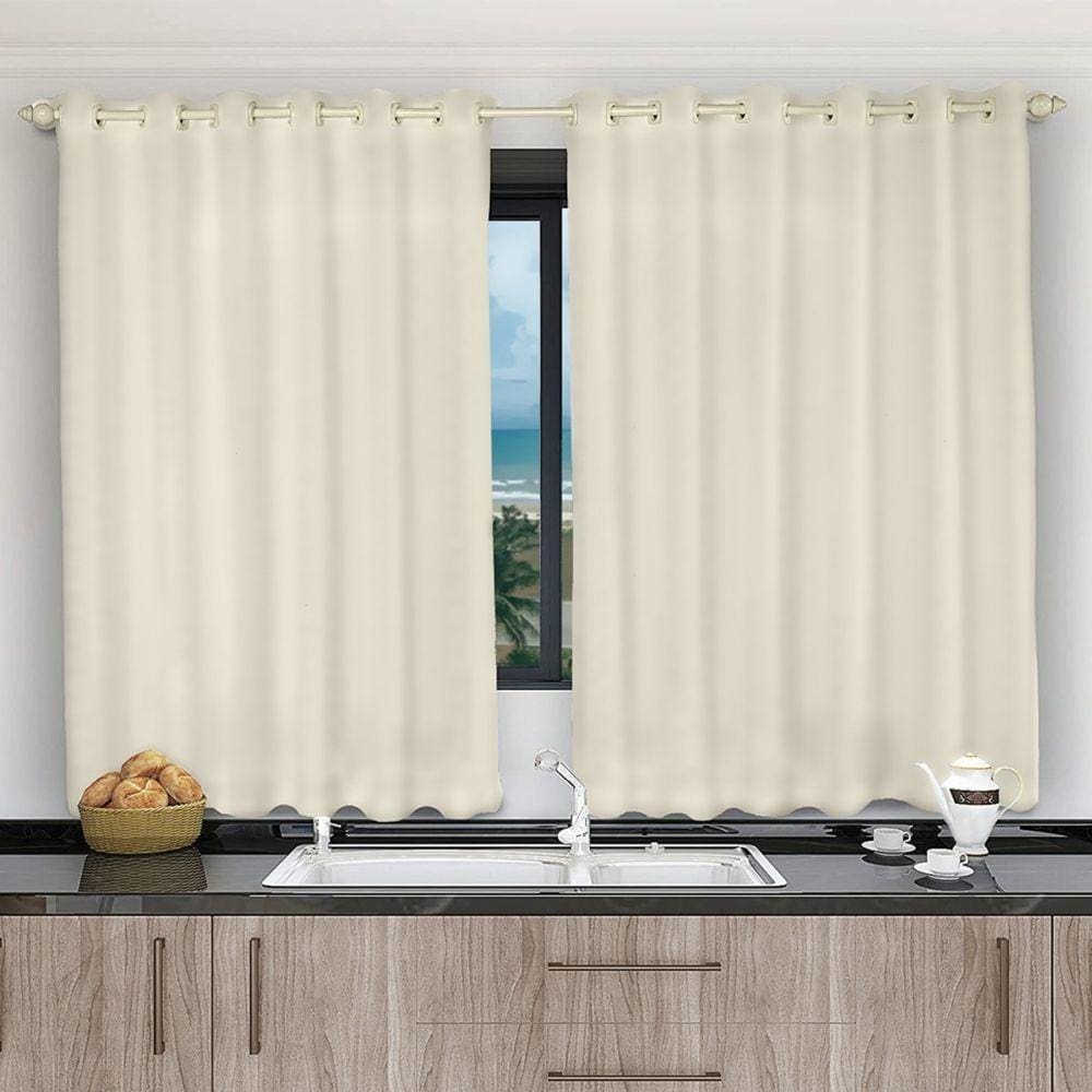Cortina 2,80x1,20 Sala Quarto Cozinha Voil Microfibra Cor: Pérola