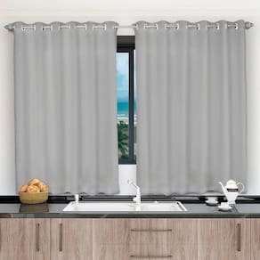 Cortina 2,00x1,20 Janela Sala Quarto Cozinha Tecido Liso Cor:cinza