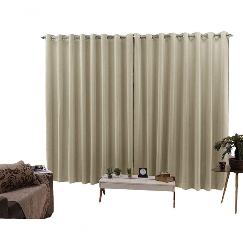 Cortina 4,00x2,50 Sala Quarto Cozinha Blackout Corta Luz Cor: Areia