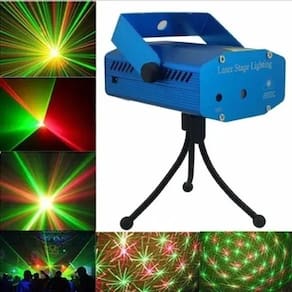Mini Projetor Holográfico Laser C/ Efeitos E Desenhos Led Luz Festa Dj Iluminação Strobo Pisca Sensor Musica