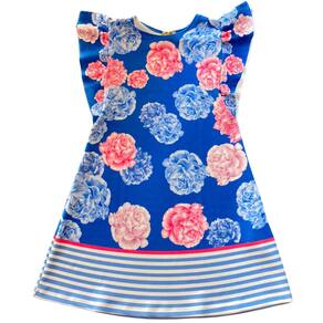 Vestido Infantil Meninas Azul Florido 36266 Infanti