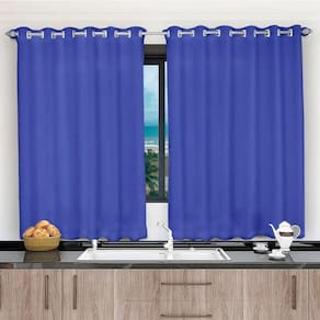 Cortina 2,00x1,20 Janela Sala Quarto Cozinha Tecido Liso Cor:azul