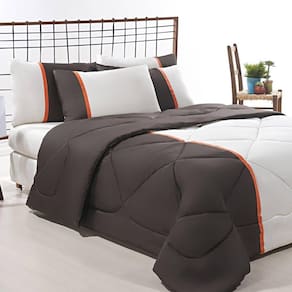 Enxoval Edredom + Jogo De Cama King Aconchego Premium 06 Peças - Marrom- Palha