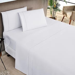 Jogo De Cama Solteiro Elegance 180 Fios 03 Peças - Branco