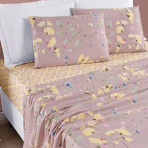 Jogo De Cama Lençol Bouti Estampado Casal Padrão 04 Peças - Lavanda