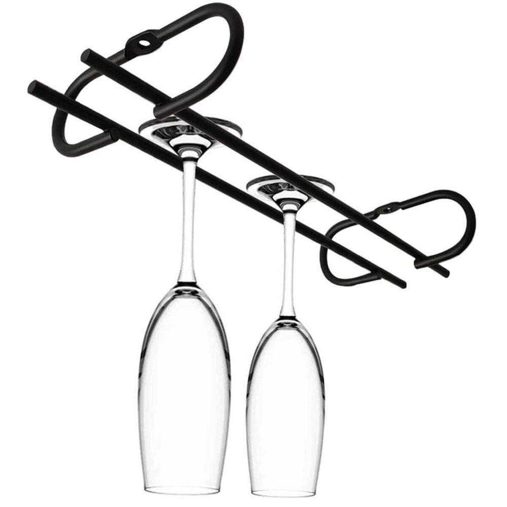 Suporte De Vinho Para Organizar Taças Preto Com Parafusos