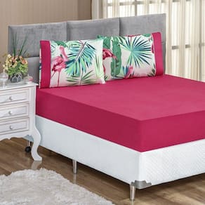 Jogo De Cama Micropercal 200 Fios Naturale King 03 Peças - Flamingo
