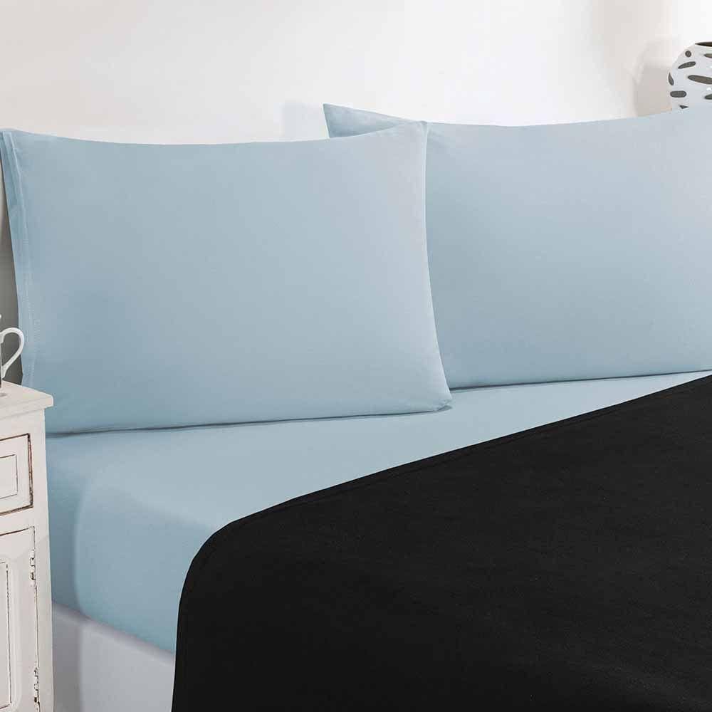 Jogo De Cama Malha Lençol 100% Algodão Gran Moratta 4 Peças Casal - Preto-azul Bebê