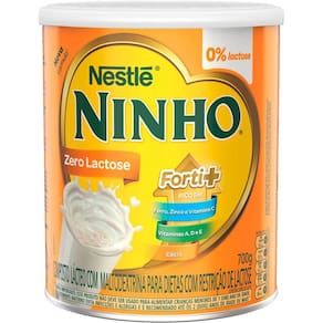 Fórmula infantil sem glúten Nestlé Ninho Forti+ Zero Lactose lata 700g 12 meses a 2 anos