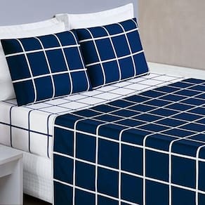 Jogo De Cama Com Lençol De Cima 200 Fios Austin Queen 04 Peças - Marinho