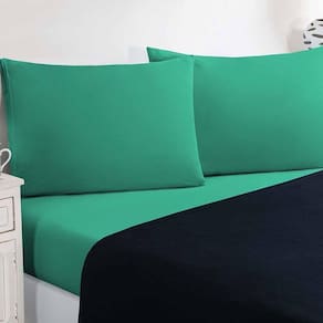 Jogo De Cama Malha Lençol 100% Algodão Gran Moratta 4 Peças Casal - Azul Marinho-verde Jade