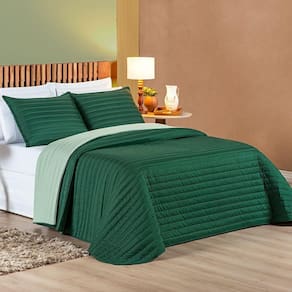 Cobre Leito 200 Fios Dupla Face King Colors 03 Peças - Esmeralda - Verde