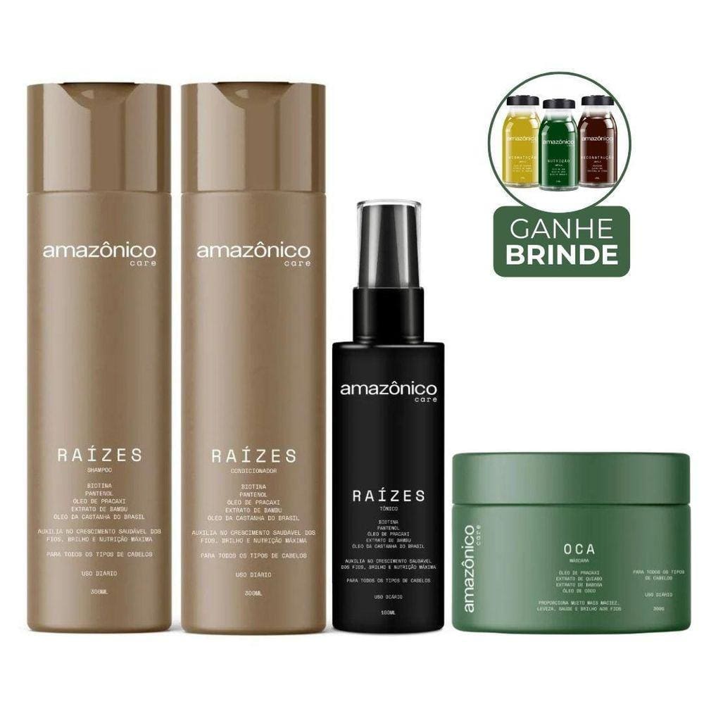 Kit Raízes + Máscara Oca + Brindes Ampolas