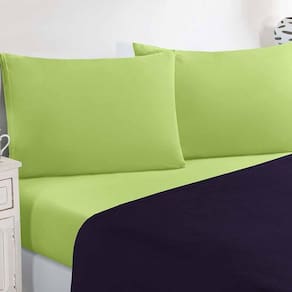 Jogo De Cama Malha Lençol 100% Algodão Gran Moratta 4 Peças Casal - Roxo-verde Pistache