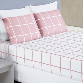 Jogo De Cama Lençol 200 Fios Austin Casal Padrão 03 Peças - Rosa