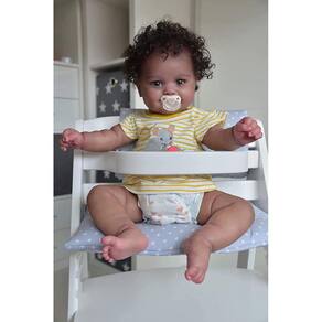 Boneca de bebê afro-americano de 20 polegadas com cabelo encaracolado enraizado à mão