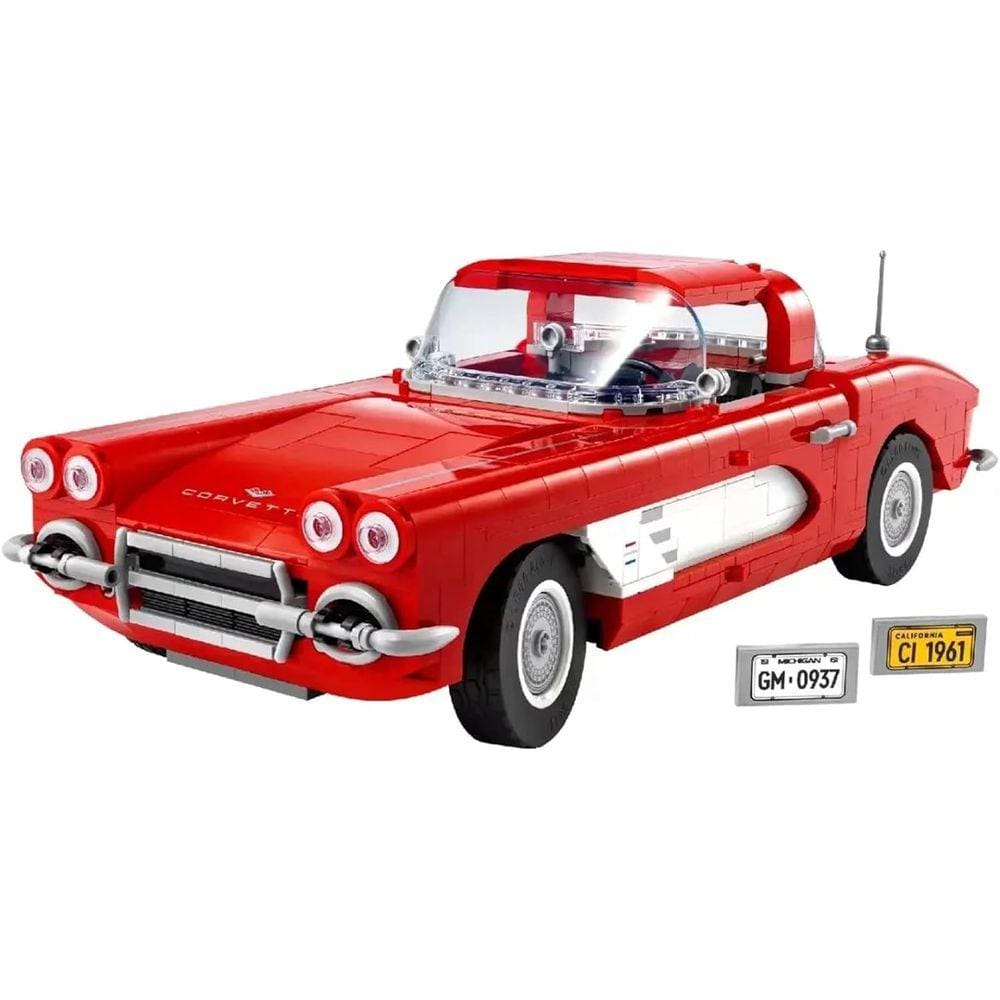 Block Set Vintage Suede Sports Car, modelo de motocicleta com luz