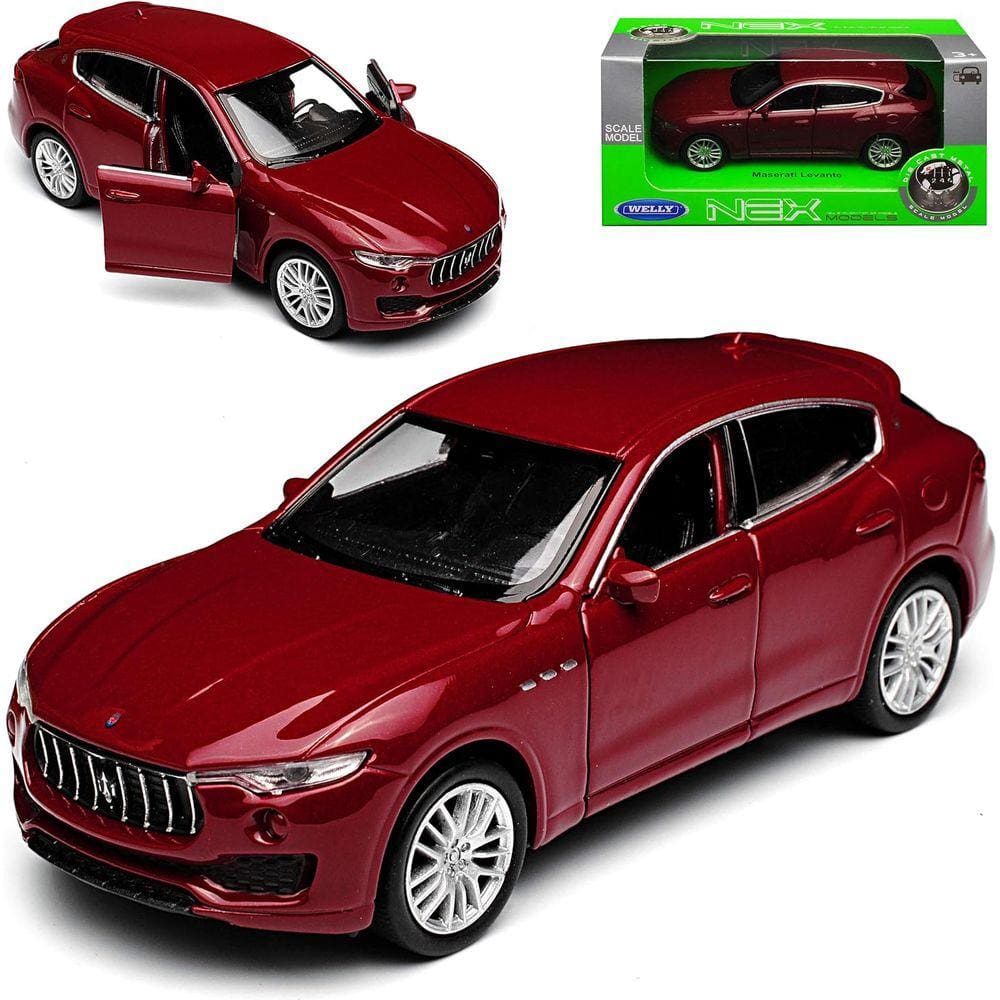 Modelo de carro Welly Maseratti Levante SUV vermelho escuro 1/43 1/36-1