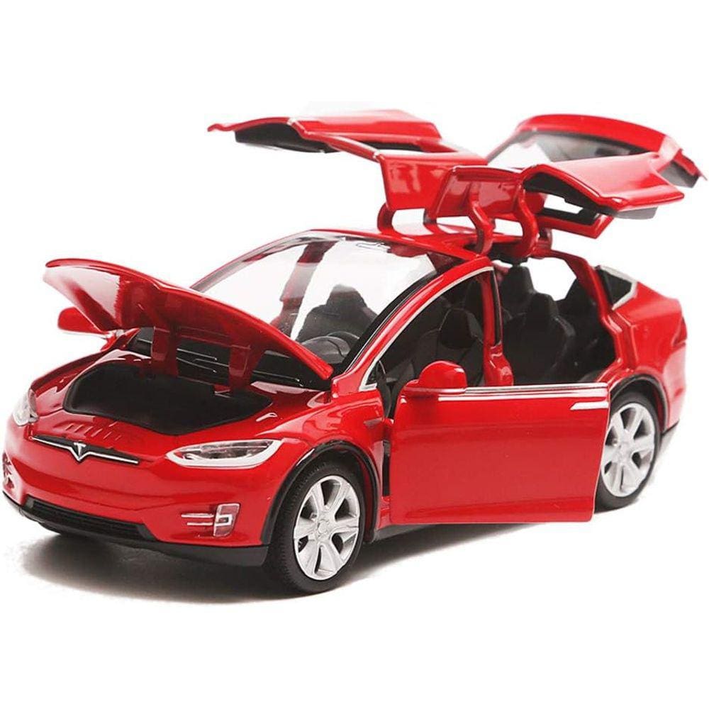 Carro de brinquedo Tesla Model X 90 em liga leve em escala 1:32 com som e luz