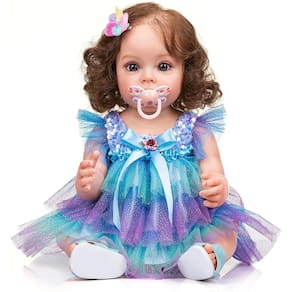 Boneca Reborn Baby Doll de 22 polegadas, realista, Sweet Facial View, loira