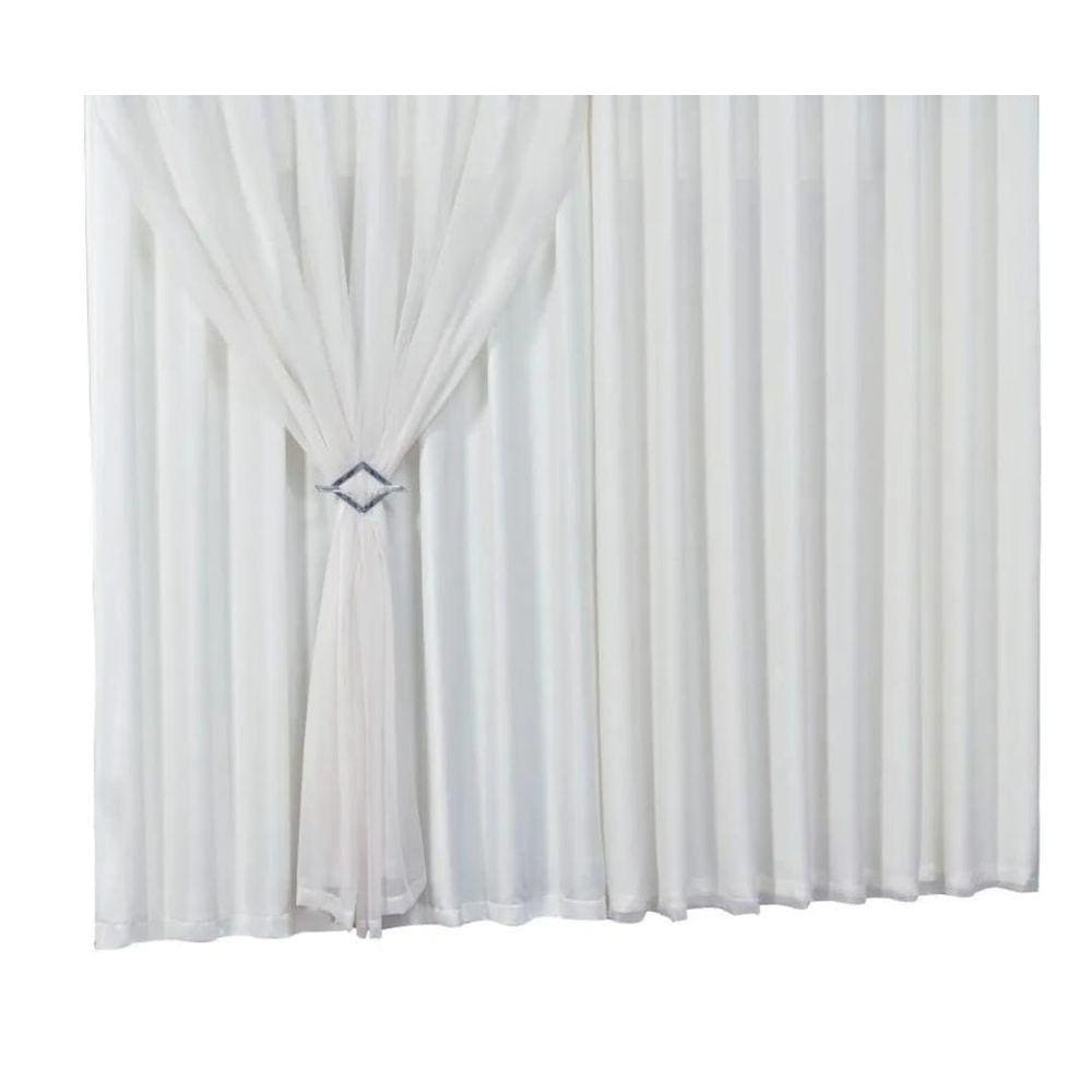 Cortina 3,00M X 2,80M C Forro Tecido Microfibra Voil Branco