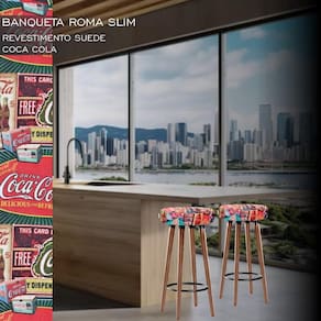 4 Bancos Banquetas Roma Slim Redonda Alta 70cm Retro