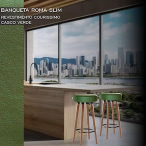 4 Bancos Banquetas Roma Slim Redonda Alta 70cm Verde