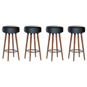 Kit 4 Banquetas Alta Pés Palito Roma Preto 70cm