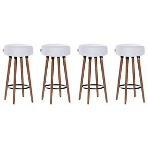Kit 4 Banquetas Alta Pés Palito Roma Branco 70cm