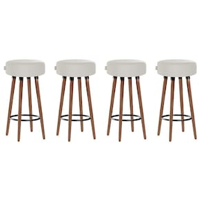 Kit 4 Banquetas Alta Pés Palito Roma Bege Claro 70cm